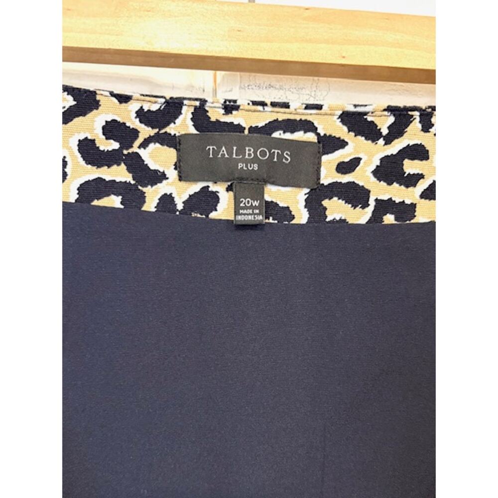 Talbots Leopard Print Pencil Skirt Womens Sz 20W Tan Navy‎ Plus Size Office Wear - Picture 7 of 11